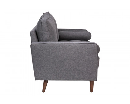 BLNK™ Hudson Mid-Century Modern Loveseat Sofa with Tufted Faux Linen Upholstery and Solid Wood Legs - Slate Gray