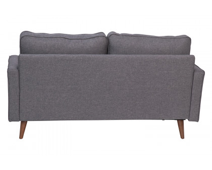 BLNK™ Hudson Mid-Century Modern Loveseat Sofa with Tufted Faux Linen Upholstery and Solid Wood Legs - Slate Gray