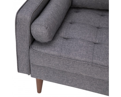 BLNK™ Hudson Mid-Century Modern Loveseat Sofa with Tufted Faux Linen Upholstery and Solid Wood Legs - Slate Gray