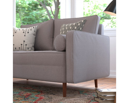 BLNK™ Hudson Mid-Century Modern Loveseat Sofa with Tufted Faux Linen Upholstery and Solid Wood Legs - Light Gray