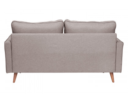 BLNK™ Hudson Mid-Century Modern Loveseat Sofa with Tufted Faux Linen Upholstery and Solid Wood Legs - Light Gray