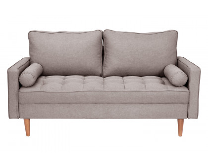 BLNK™ Hudson Mid-Century Modern Loveseat Sofa with Tufted Faux Linen Upholstery and Solid Wood Legs - Light Gray