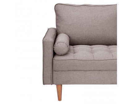 BLNK™ Hudson Mid-Century Modern Loveseat Sofa with Tufted Faux Linen Upholstery and Solid Wood Legs - Light Gray