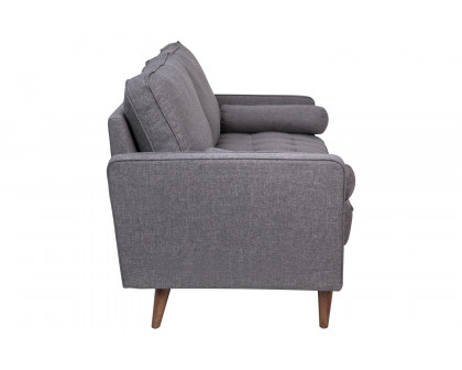 BLNK Hudson Mid-Century Modern Sofa with Tufted Faux Linen Upholstery and Solid Wood Legs - Dark Gray