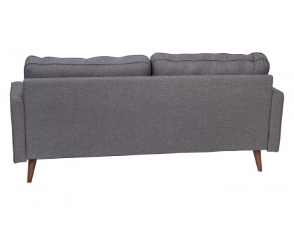 BLNK Hudson Mid-Century Modern Sofa with Tufted Faux Linen Upholstery and Solid Wood Legs - Dark Gray