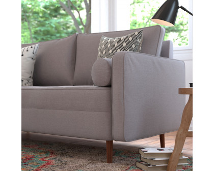 BLNK Hudson Mid-Century Modern Sofa with Tufted Faux Linen Upholstery and Solid Wood Legs - Slate Gray