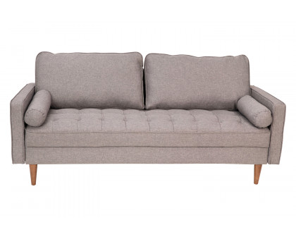 BLNK Hudson Mid-Century Modern Sofa with Tufted Faux Linen Upholstery and Solid Wood Legs - Slate Gray