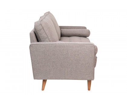 BLNK Hudson Mid-Century Modern Sofa with Tufted Faux Linen Upholstery and Solid Wood Legs - Slate Gray