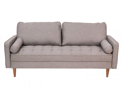 BLNK Hudson Mid-Century Modern Sofa with Tufted Faux Linen Upholstery and Solid Wood Legs - Slate Gray