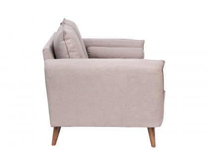 BLNK Evie Faux Linen Fabric Mid-Century Modern Loveseat Sofa with Solid Wood Legs - Taupe