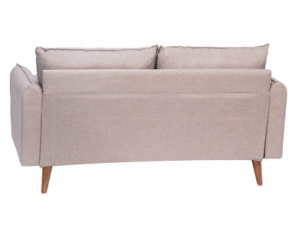 BLNK Evie Faux Linen Fabric Mid-Century Modern Loveseat Sofa with Solid Wood Legs - Taupe