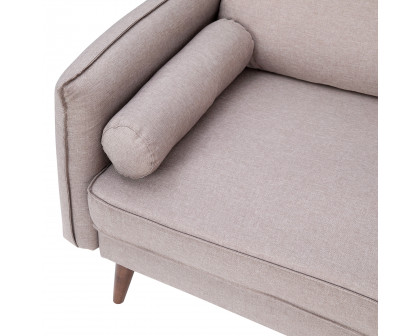 BLNK Evie Faux Linen Fabric Mid-Century Modern Loveseat Sofa with Solid Wood Legs - Taupe