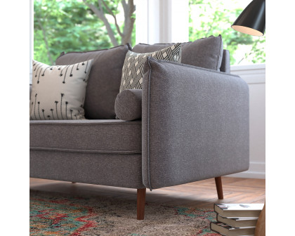 BLNK Evie Faux Linen Fabric Mid-Century Modern Loveseat Sofa with Solid Wood Legs - Stone Gray