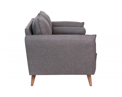 BLNK Evie Faux Linen Fabric Mid-Century Modern Loveseat Sofa with Solid Wood Legs - Stone Gray