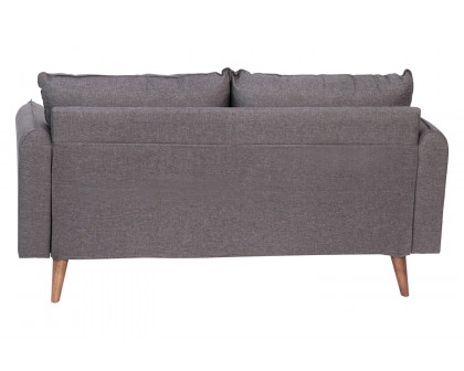 BLNK Evie Faux Linen Fabric Mid-Century Modern Loveseat Sofa with Solid Wood Legs - Stone Gray