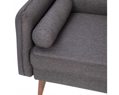 BLNK Evie Faux Linen Fabric Mid-Century Modern Loveseat Sofa with Solid Wood Legs - Stone Gray