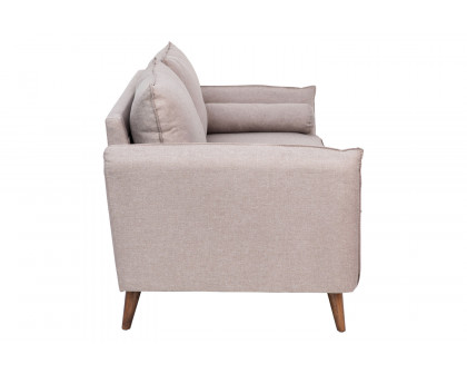 BLNK Evie Faux Linen Fabric Mid-Century Modern Sofa with Solid Wood Legs - Taupe