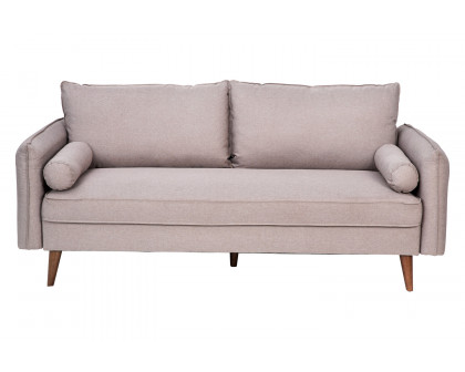 BLNK Evie Faux Linen Fabric Mid-Century Modern Sofa with Solid Wood Legs - Taupe