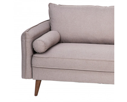 BLNK Evie Faux Linen Fabric Mid-Century Modern Sofa with Solid Wood Legs - Taupe