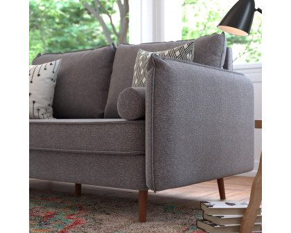 BLNK Evie Faux Linen Fabric Mid-Century Modern Sofa with Solid Wood Legs - Stone Gray