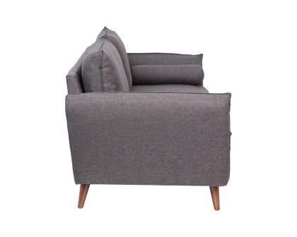 BLNK Evie Faux Linen Fabric Mid-Century Modern Sofa with Solid Wood Legs - Stone Gray