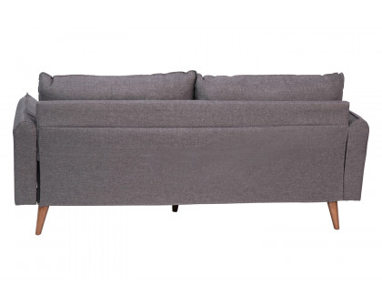 BLNK Evie Faux Linen Fabric Mid-Century Modern Sofa with Solid Wood Legs - Stone Gray