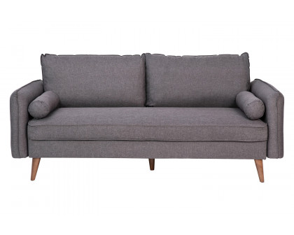 BLNK Evie Faux Linen Fabric Mid-Century Modern Sofa with Solid Wood Legs - Stone Gray