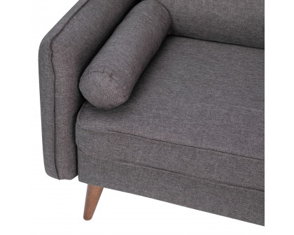 BLNK Evie Faux Linen Fabric Mid-Century Modern Sofa with Solid Wood Legs - Stone Gray