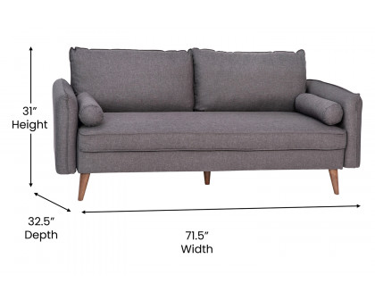 BLNK Evie Faux Linen Fabric Mid-Century Modern Sofa with Solid Wood Legs - Stone Gray