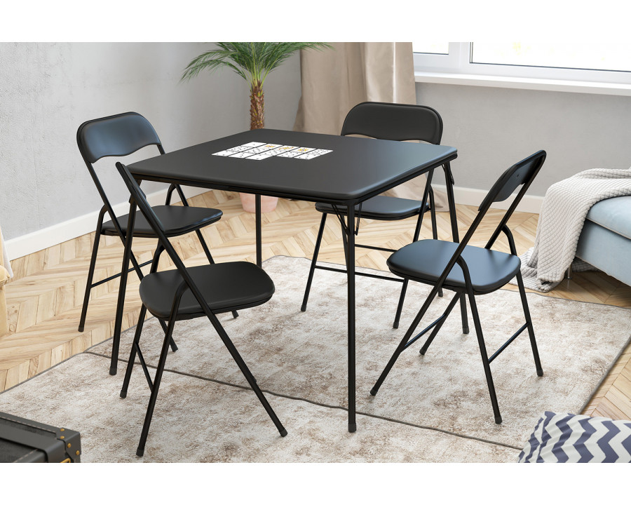 BLNK Madison Folding Card Table and Chair Set 5 Piece - Black