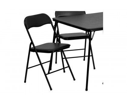 BLNK Madison Folding Card Table and Chair Set 5 Piece - Black