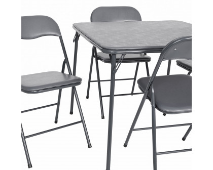 BLNK Madison Folding Card Table and Chair Set 5 Piece - Gray