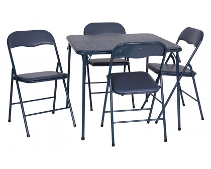 BLNK Madison Folding Card Table and Chair Set 5 Piece - Navy