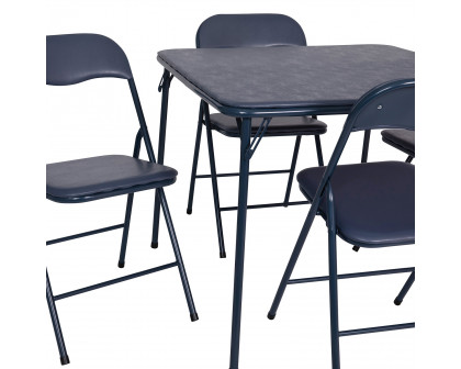 BLNK Madison Folding Card Table and Chair Set 5 Piece - Navy