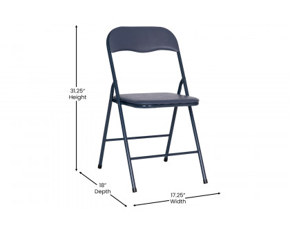 BLNK Madison Folding Card Table and Chair Set 5 Piece - Navy