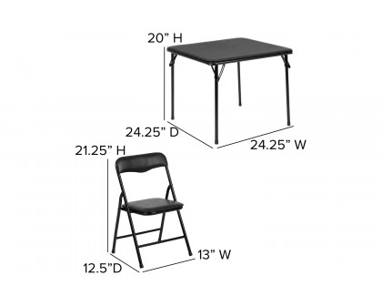 BLNK Mindy Kids Folding Table and Chair Set 3 Piece - Black