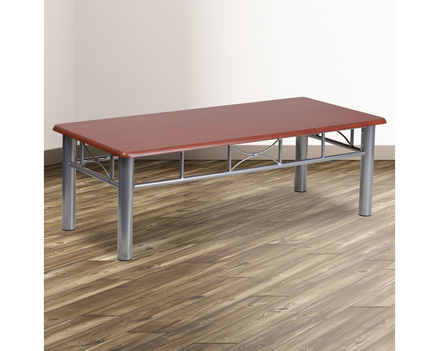 BLNK - Mahogany Laminate Coffee Table with Silver Steel Frame