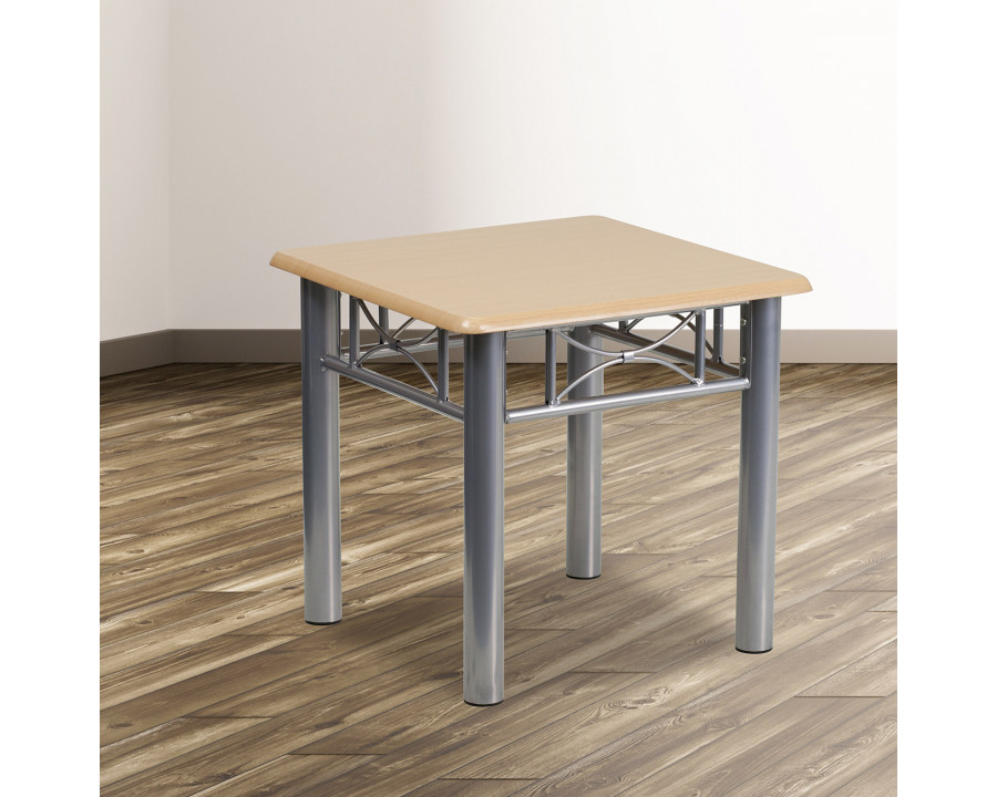 BLNK - Troy Natural Laminate End Table with Silver Steel Frame