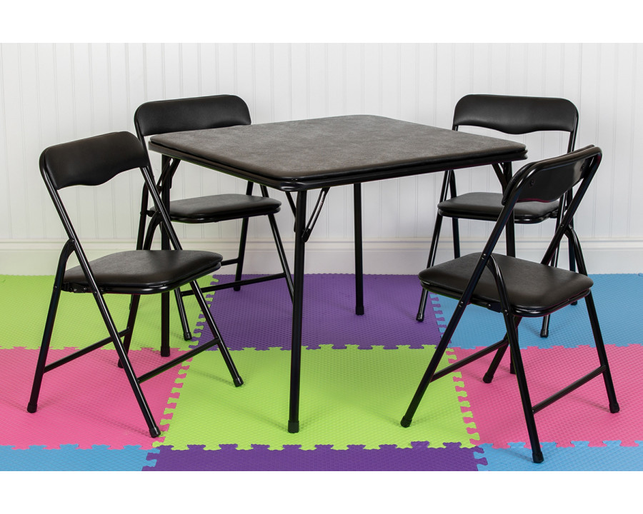 BLNK Mindy Kids Folding Table and Chair Set 5 Piece - Black