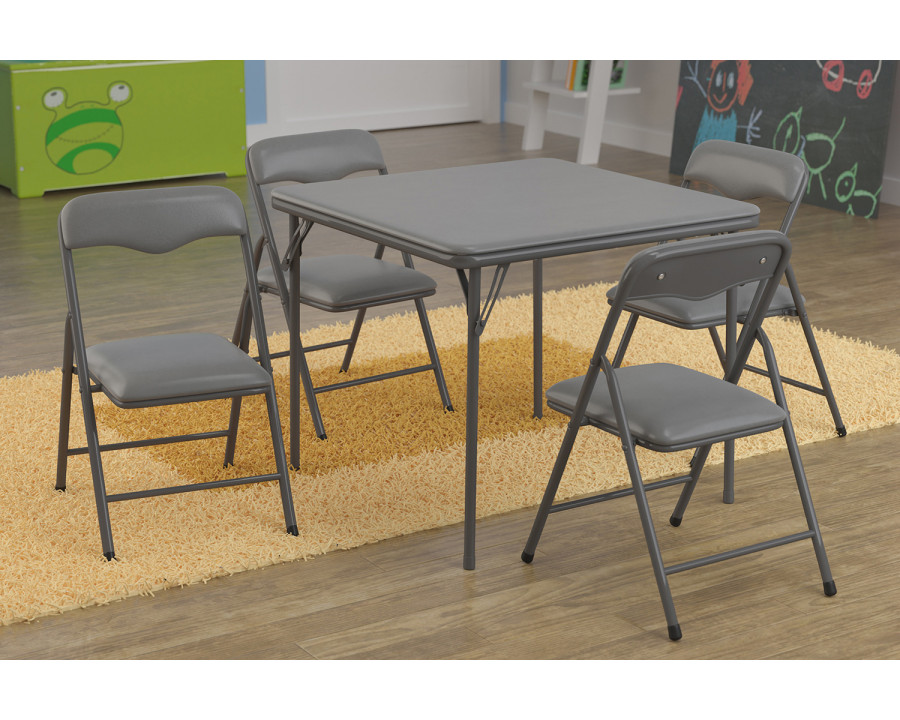 BLNK Mindy Kids Folding Table and Chair Set 5 Piece - Gray