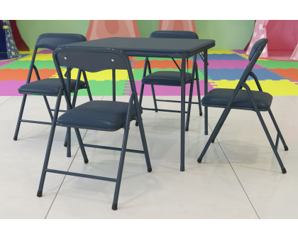 BLNK Mindy Kids Folding Table and Chair Set 5 Piece - Navy