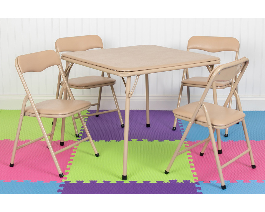 BLNK Mindy Kids Folding Table and Chair Set 5 Piece - Tan