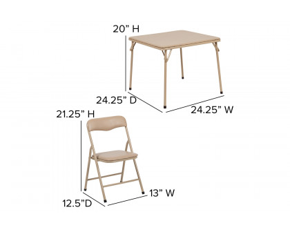 BLNK Mindy Kids Folding Table and Chair Set 5 Piece - Tan