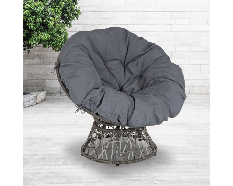 BLNK - Bowie Comfort Series Swivel Patio Chair with Dark Gray Cushion