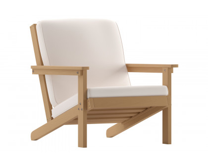 BLNK Charlestown All-Weather Poly Resin Wood Adirondack Style Deep Seat Patio Club Chair with Cushions - Natural Cedar/Cream