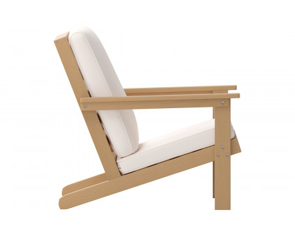 BLNK Charlestown All-Weather Poly Resin Wood Adirondack Style Deep Seat Patio Club Chair with Cushions - Natural Cedar/Cream