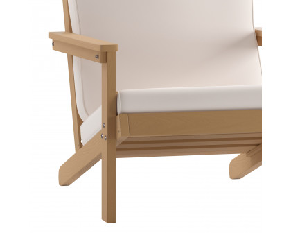 BLNK Charlestown All-Weather Poly Resin Wood Adirondack Style Deep Seat Patio Club Chair with Cushions - Natural Cedar/Cream