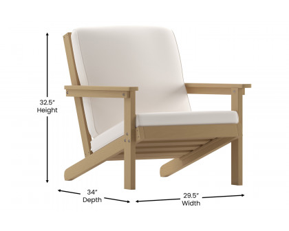 BLNK Charlestown All-Weather Poly Resin Wood Adirondack Style Deep Seat Patio Club Chair with Cushions - Natural Cedar/Cream