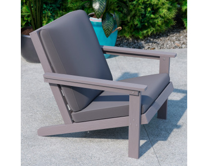 BLNK Charlestown All-Weather Poly Resin Wood Adirondack Style Deep Seat Patio Club Chair with Cushions - Gray/Gray