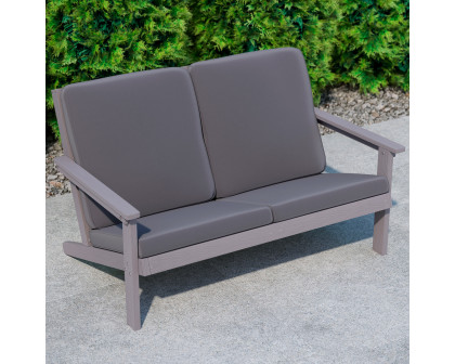 BLNK™ Charlestown All-Weather Poly Resin Wood Adirondack Style Deep Seat Patio Loveseat with Cushions - Gray/Gray